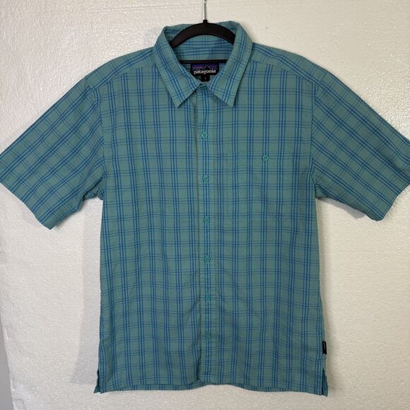Patagonia Puckerware Button Up Shirt Mens Small Blue Plaid Seersucker - Picture 3 of 10
